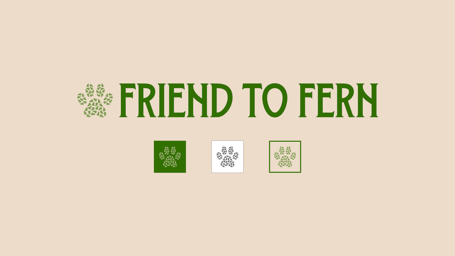 Friend to Fern logo shown shown with multiple colorways to demonstrate design versatility.