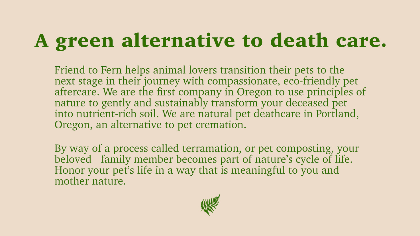 Untitled Sample Friend to Fern site content, demonstrating appearance of serif fonts and graphic elements as dividers/section breaks